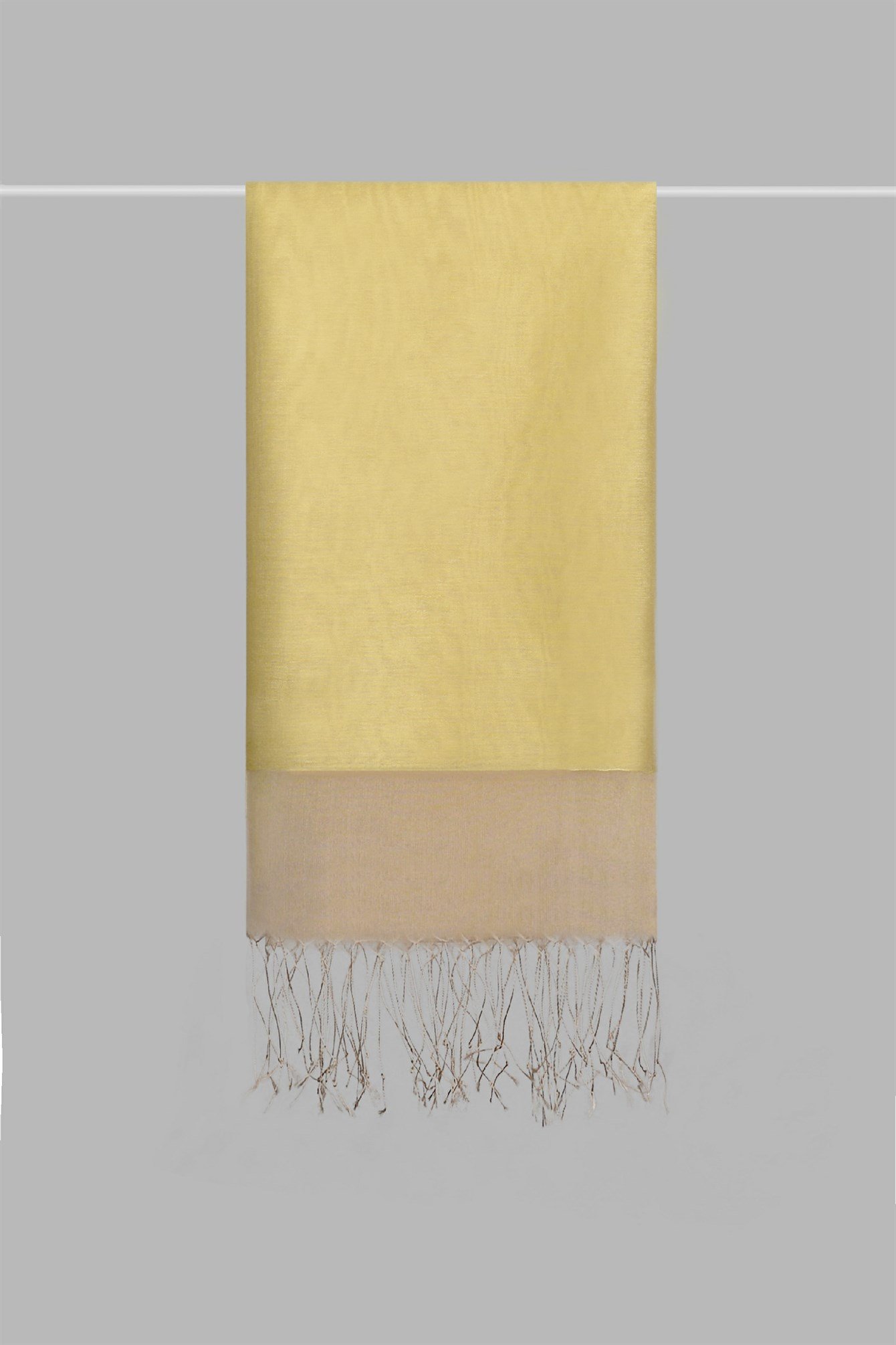 Çift Katlı Bej Sarı Tül Şal