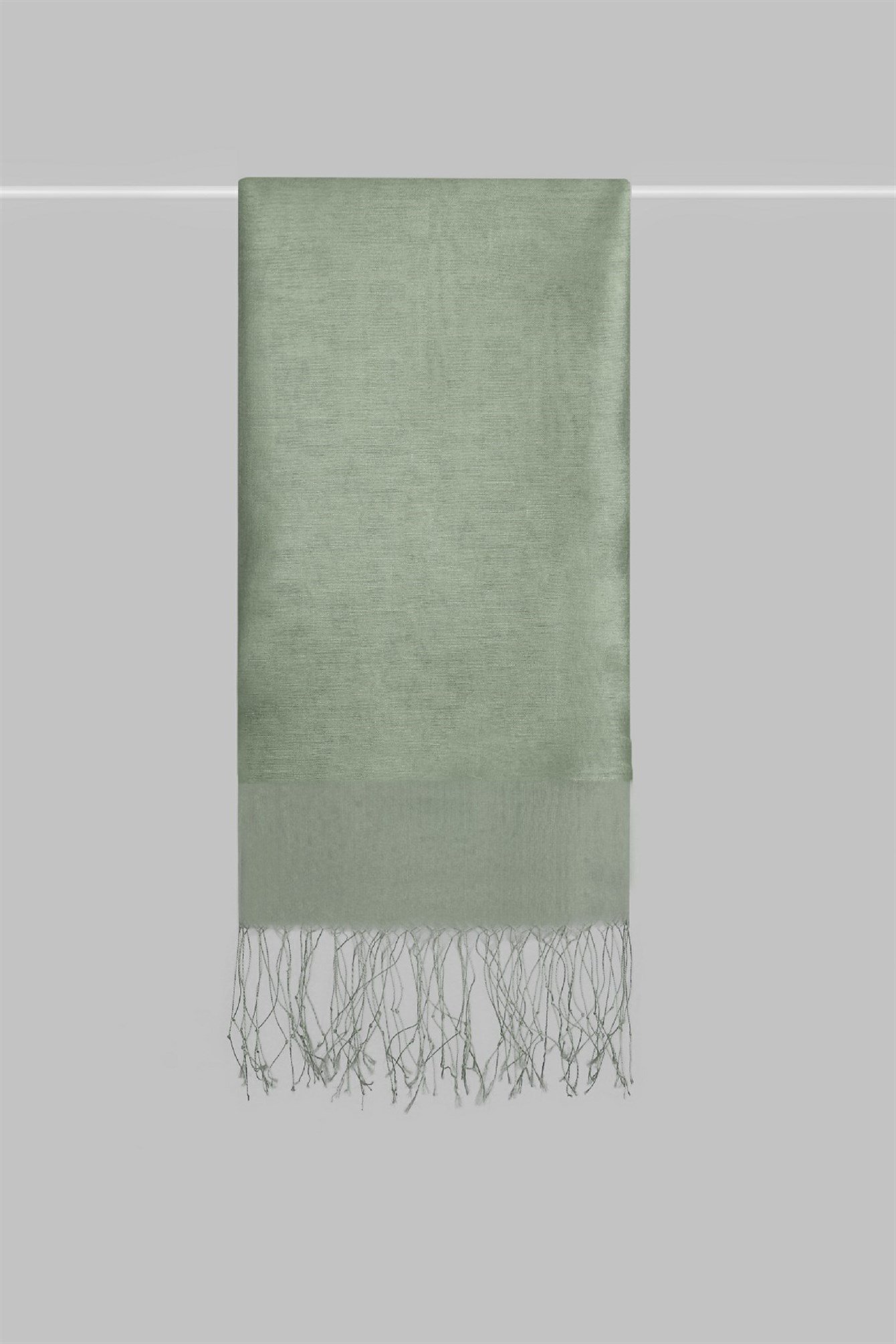 Çift Katlı Keten Yeşili Tül Şal