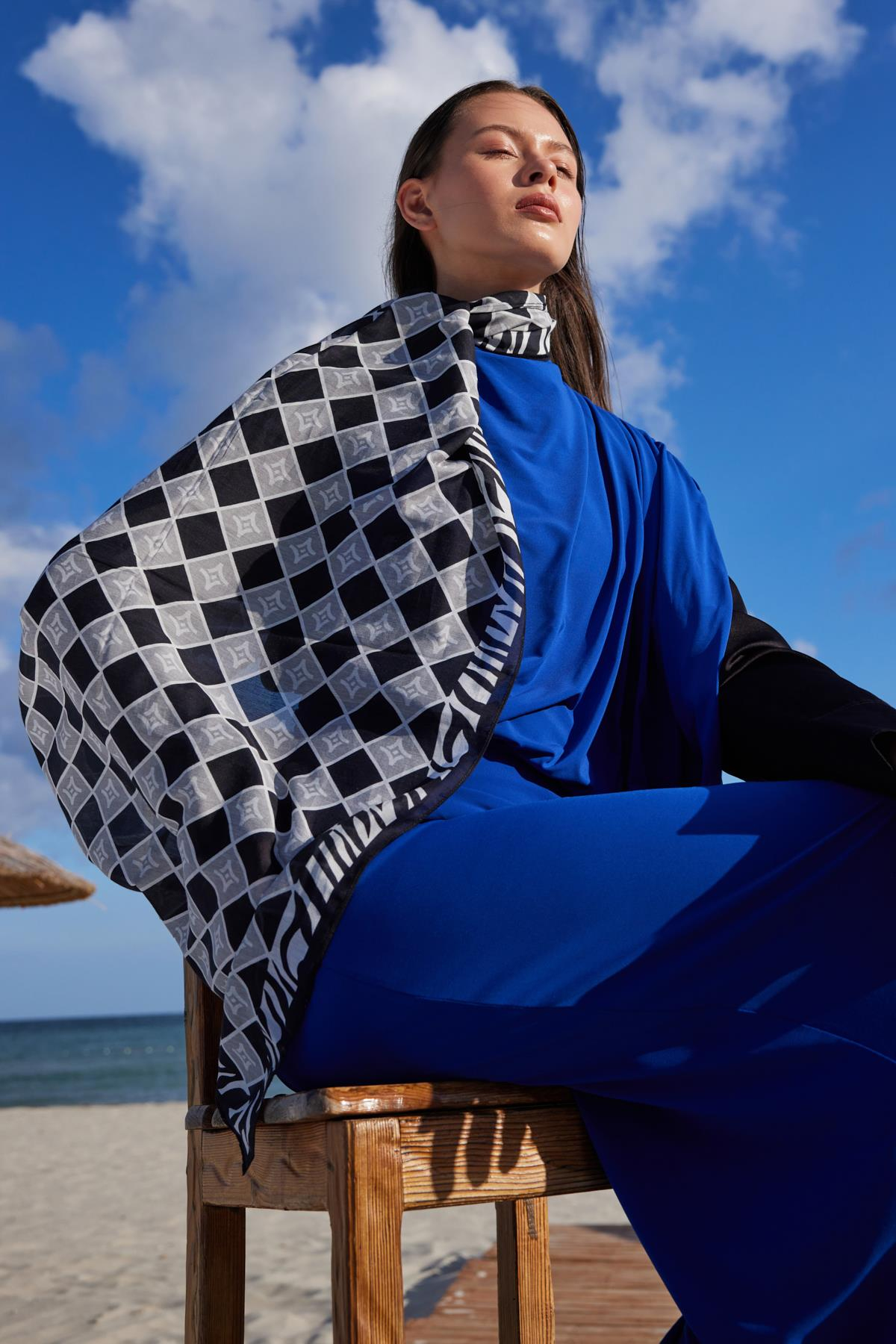 FENZA safir gri logo şal