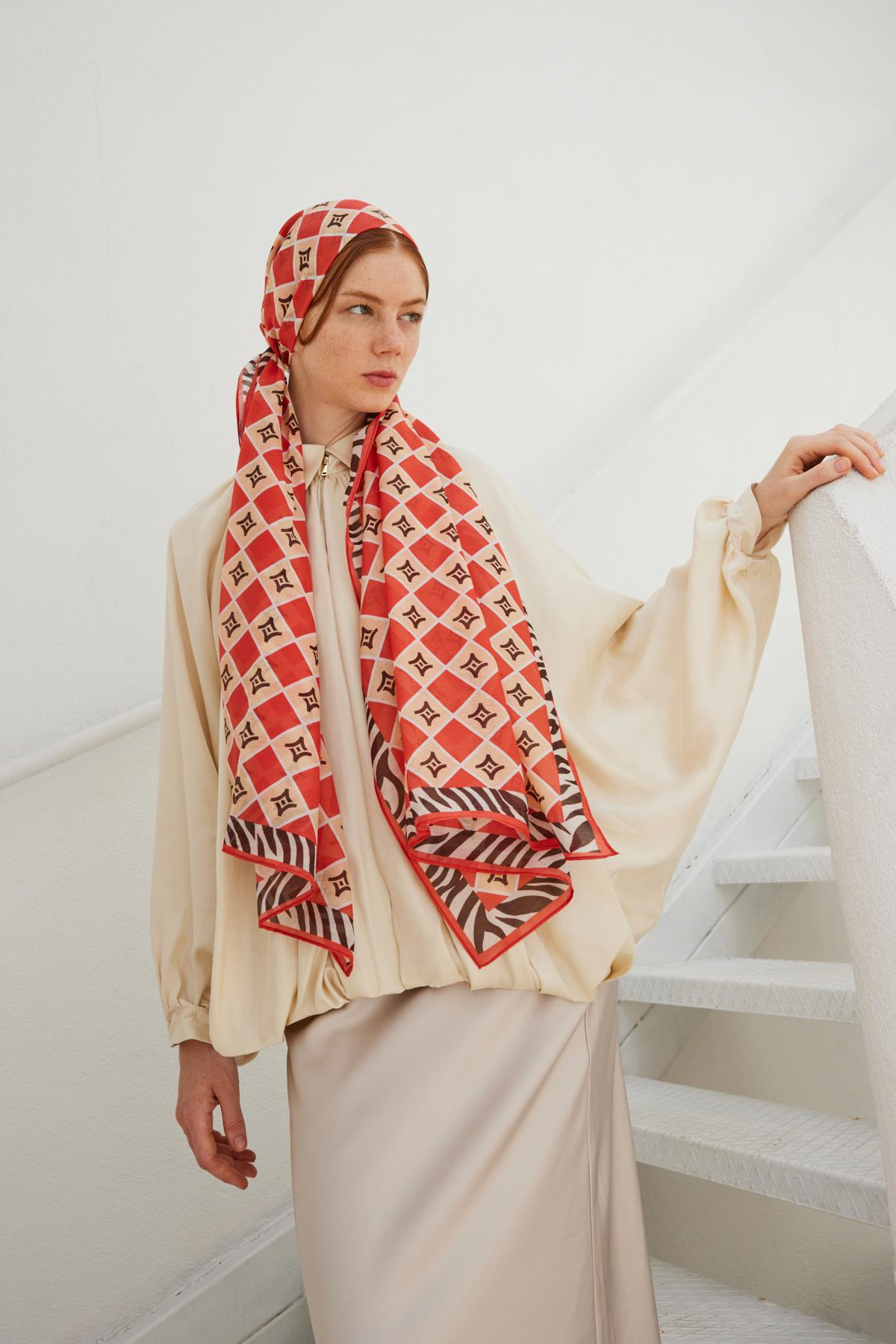 FENZA safir turuncu logo şal