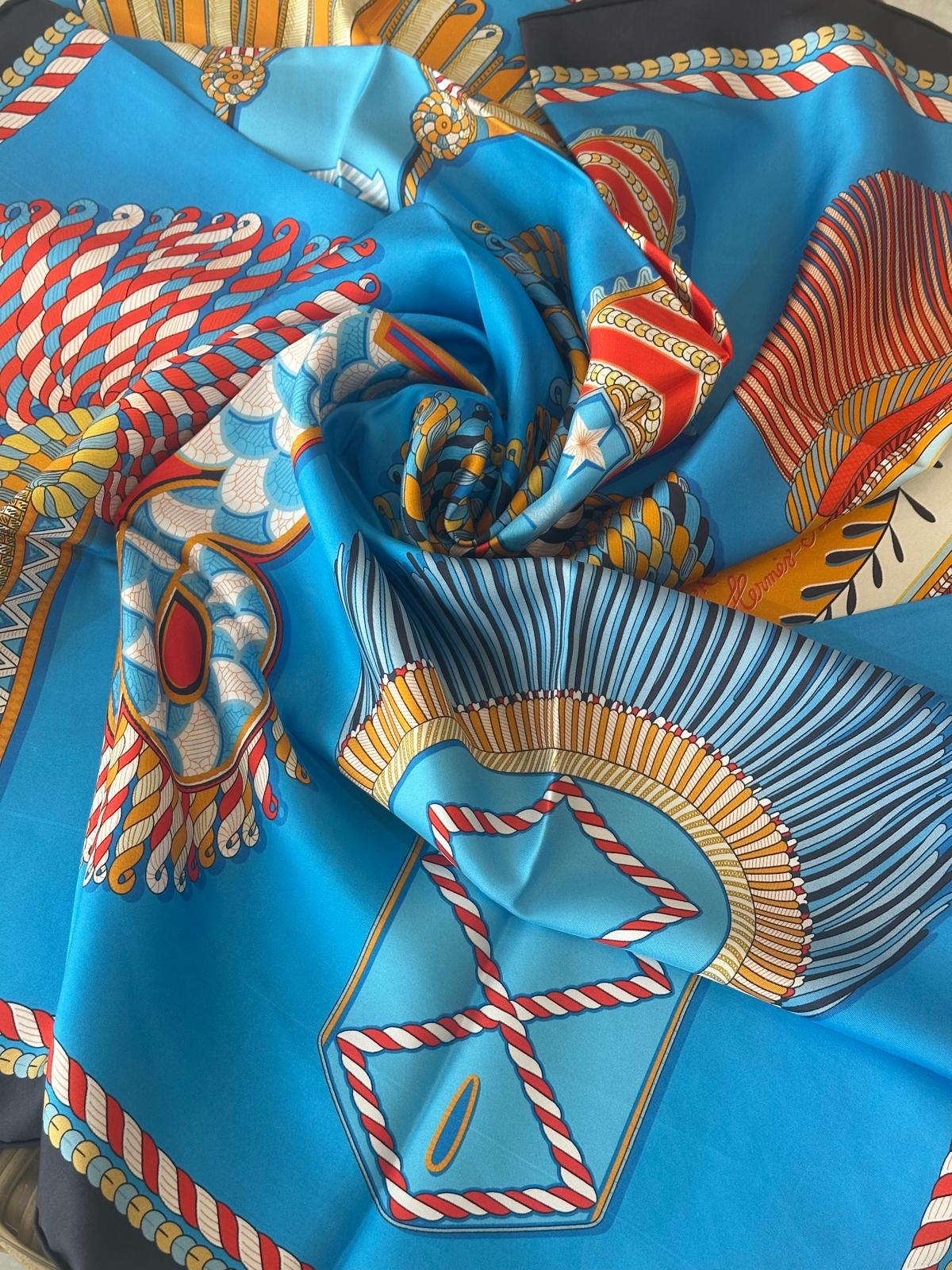 Hermes mavi twill eşarp